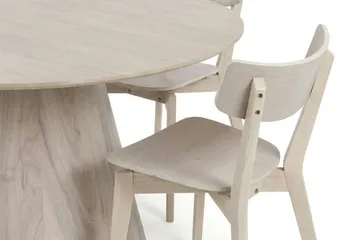 Siena Spisegruppe 130 cm rund hvitlasert med 6 Amelia spisestoler - Hvitlasert - Møbler - Bord - Spisegruppe