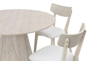 Siena spisegruppe 130 cm rund hvitlasert med 6 Amelia spisestoler med pute - Hvitlasert/Beige - Møbler - Bord - Spisegruppe