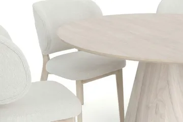 Siena Spisegruppe 130 cm rund hvitlasert med 6 Eira spisestoler - Hvitlasert - Møbler - Bord - Spisegruppe