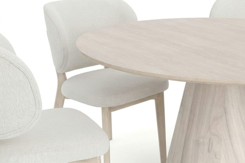 Siena Spisegruppe 130 cm rund hvitlasert med 6 Eira spisestoler - Hvitlasert - Møbler - Bord - Spisegruppe