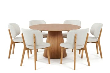 Siena Spisegruppe 130 cm rund i eik med 6 Eira spisestoler - Eik - Møbler - Bord - Spisegruppe