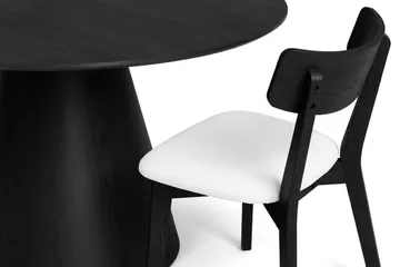 Siena spisegruppe 130 cm rund i svart med 6 Amelia spisestoler med pute - Svart/Beige - Møbler - Bord - Spisegruppe