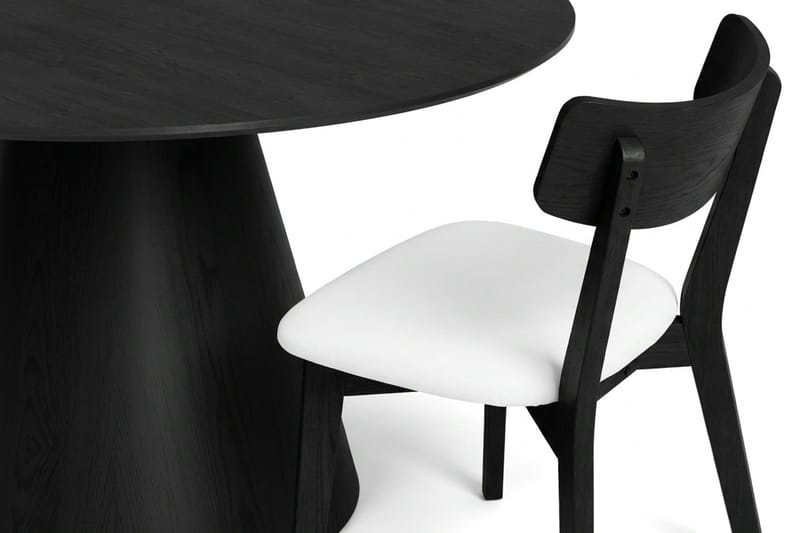 Siena spisegruppe 130 cm rund i svart med 6 Amelia spisestoler med pute - Svart/Beige - Møbler - Bord - Spisegruppe