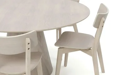 Siena spisegruppe 150 cm rund hvitlasert med 6 Amelia spisestoler - Hvitlasert - Møbler - Bord - Spisegruppe