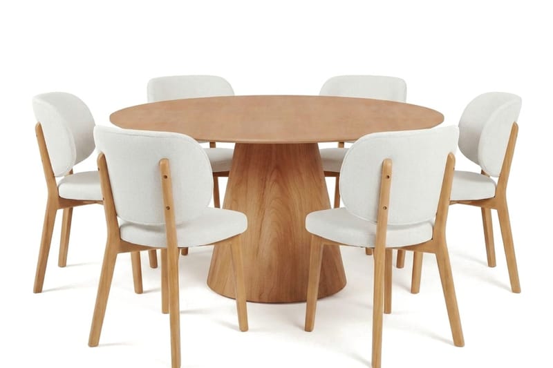 Siena Spisegruppe 150 cm rund i eik med 6 Eira spisestoler - Eik - Møbler - Bord - Spisegruppe