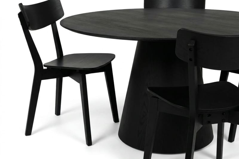 Siena spisegruppe 150 cm rund i svart med 6 Amelia spisestoler - Svart - Møbler - Bord - Spisegruppe