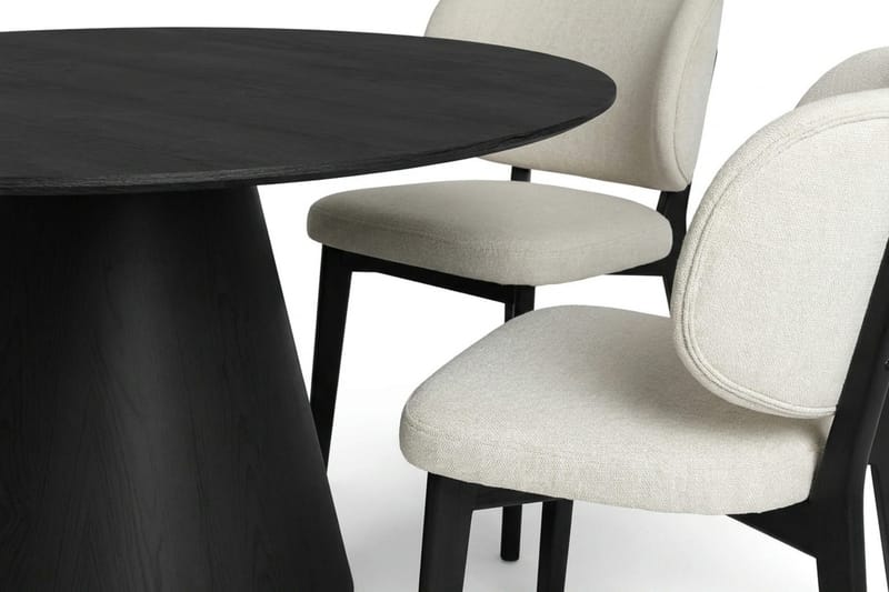 Siena Spisegruppe 150 cm rund i svart med 6 Eira spisestoler - Svart - Møbler - Bord - Spisegruppe