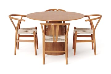 Siena Spisegruppe rund 110 cm Eik med 4 Dastoori spisestoler - Eik - Møbler - Bord - Spisegruppe