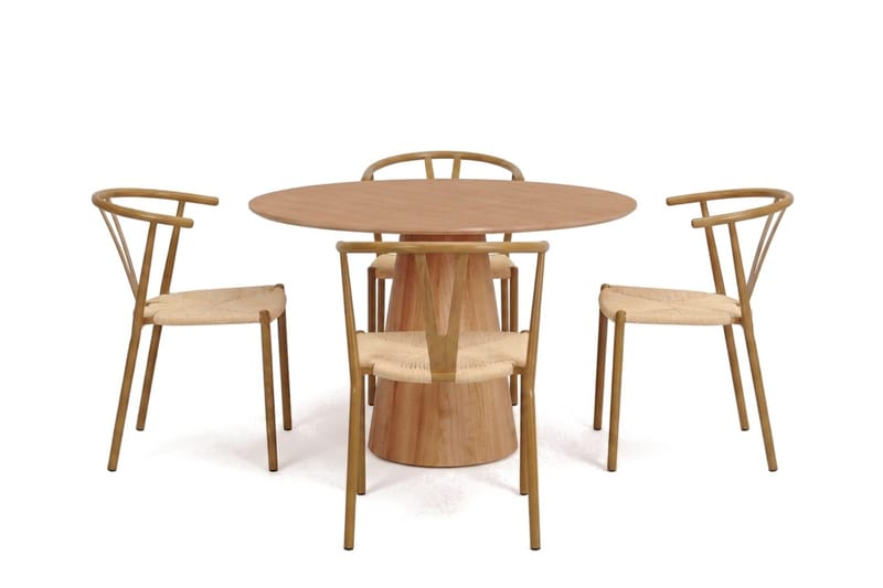 Siena spisegruppe rund 110 cm eik med 4 Elysia spisestoler - Eik - Møbler - Bord - Spisegruppe