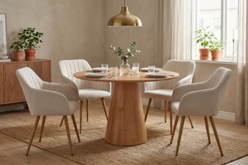 Siena spisegruppe rund 110 cm eik med 4 Filippa spisestoler - Eik - Møbler - Bord - Spisegruppe