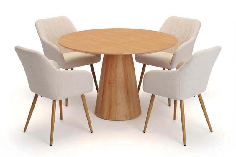 Siena spisegruppe rund 110 cm eik med 4 Filippa spisestoler, Eik