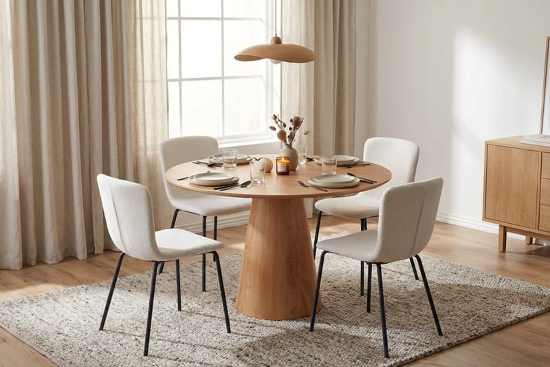 Siena spisegruppe rund 110 cm eik med 4 Katy spisestoler - Eik - Møbler - Bord - Spisegruppe