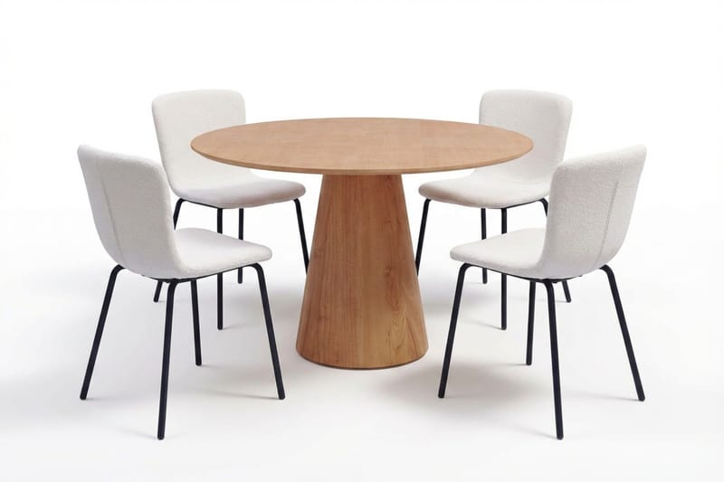 Siena spisegruppe rund 110 cm eik med 4 Katy spisestoler, Eik
