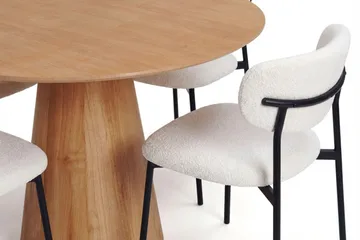 Siena spisegruppe rund 110 cm eik med 4 Lucy spisestoler - Eik - Møbler - Bord - Spisegruppe