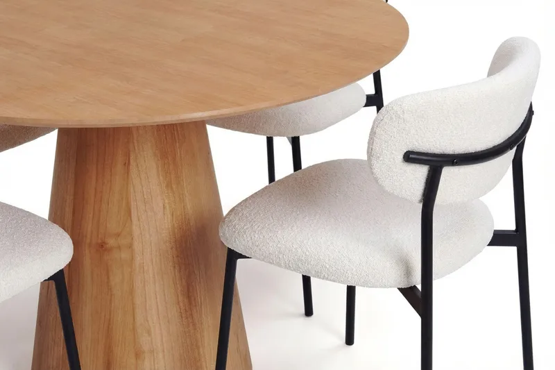 Siena spisegruppe rund 110 cm eik med 4 Lucy spisestoler - Eik - Møbler - Bord - Spisegruppe