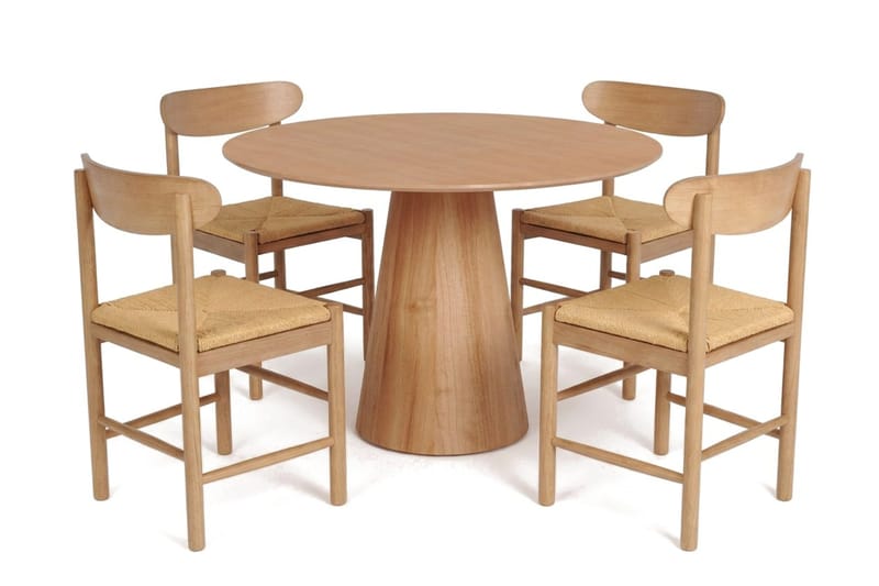 Siena spisegruppe rund 110 cm eik med 4 Malte spisestoler - Møbler - Bord - Spisegruppe