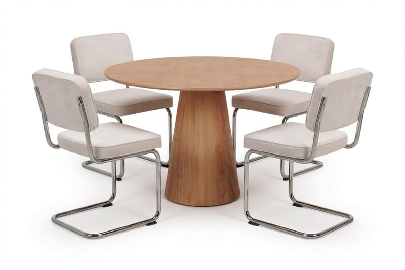 Siena spisegruppe rund 110 cm eik med 4 Milva spisestoler, Eik