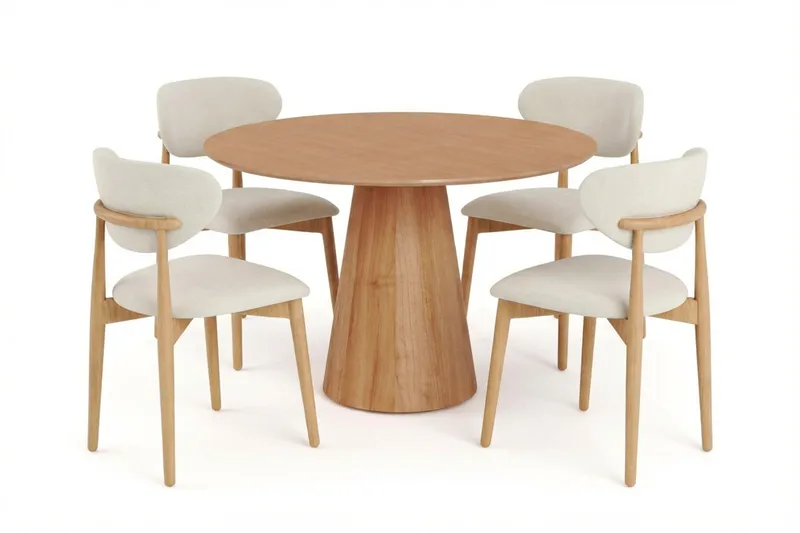 Siena spisegruppe rund 110 cm eik med 4 Molly spisestoler, Eik