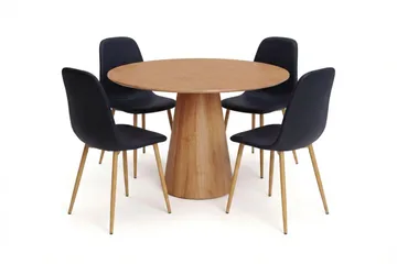 Siena spisegruppe rund 110 cm eik med 4 Nibe spisestoler - Eik - Møbler - Bord - Spisegruppe