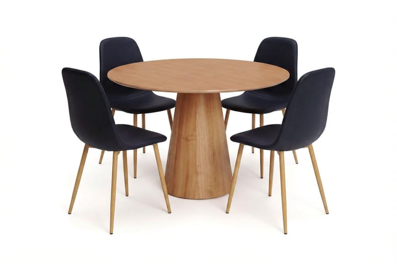 Siena spisegruppe rund 110 cm eik med 4 Nibe spisestoler - Eik - Møbler - Bord - Spisegruppe