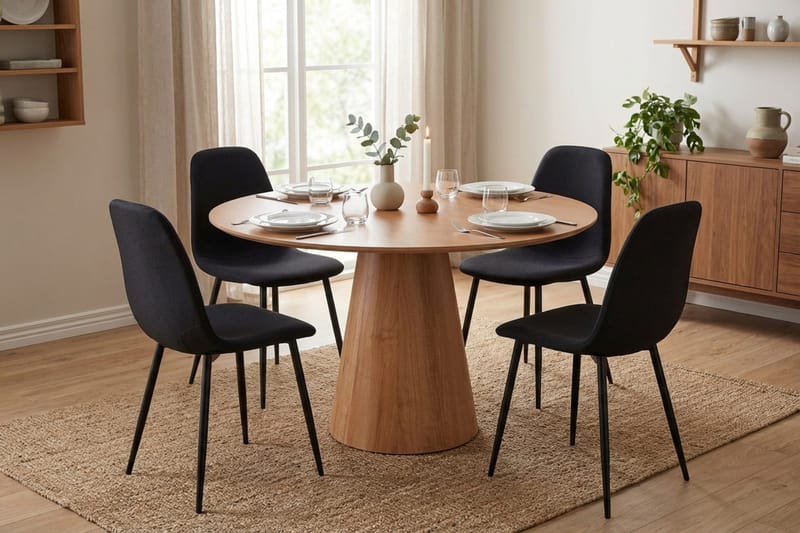 Siena spisegruppe rund 110 cm eik med 4 Nibe spisestoler - Eik - Møbler - Bord - Spisegruppe