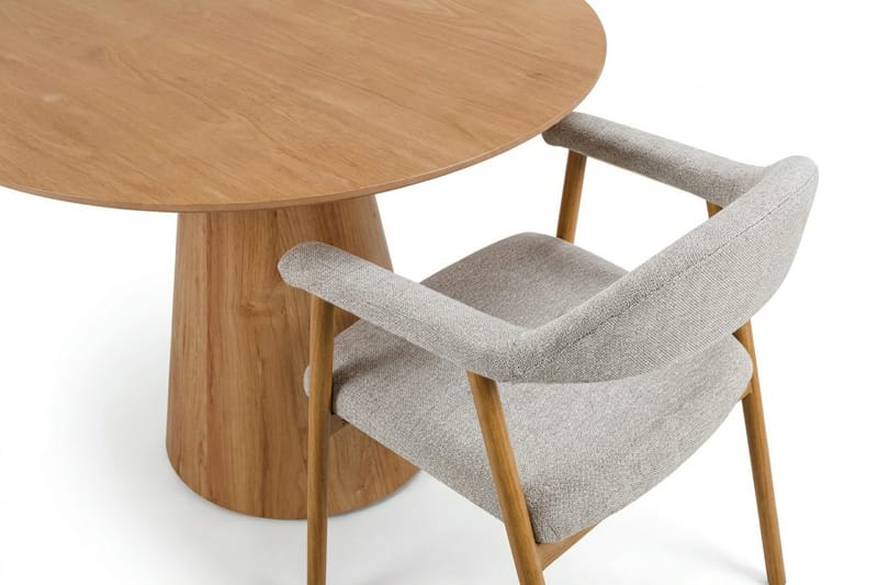 Siena spisegruppe rund 110 cm eik med 4 Ronja spisestoler - Sand/eik - Møbler - Bord - Spisegruppe