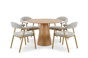 Siena spisegruppe rund 110 cm eik med 4 Ronja spisestoler - Sand/eik - Møbler - Bord - Spisegruppe