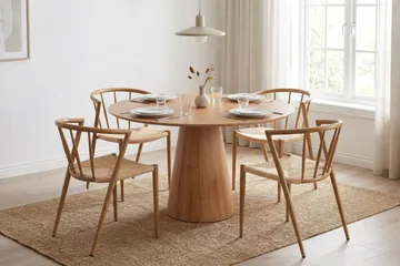 Siena spisegruppe rund 110 cm eik med 4 Winston spisestoler - Eik - Møbler - Bord - Spisegruppe