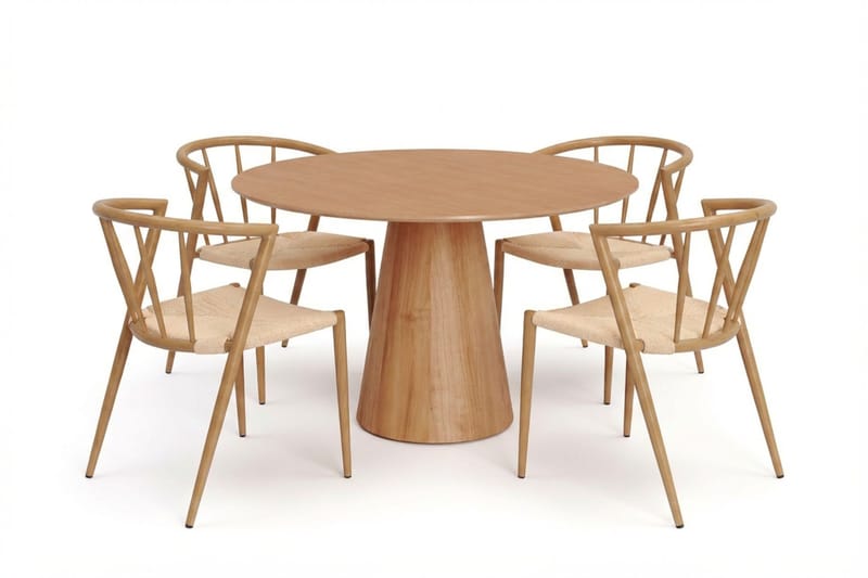 Siena spisegruppe rund 110 cm eik med 4 Winston spisestoler, Eik