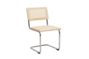 Siena spisegruppe rund 110 cm hvitlasert med 4 Build spisestoler - Hvitlasert/natur/krom - Møbler - Bord - Spisegruppe