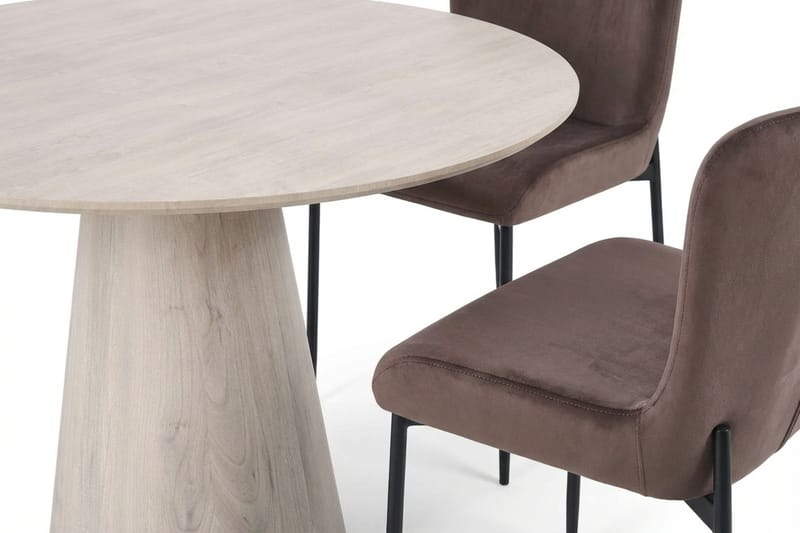 Siena spisegruppe rund 110 cm hvitlasert med 4 Elsie spisestoler - Hvitlasert/brun - Møbler - Bord - Spisegruppe