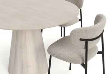 Siena spisegruppe rund 110 cm hvitlasert med 4 Lucy spisestoler - Hvitbeiset eik - Møbler - Bord - Spisegruppe