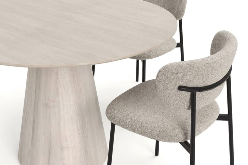 Siena spisegruppe rund 110 cm hvitlasert med 4 Lucy spisestoler - Hvitbeiset eik - Møbler - Bord - Spisegruppe