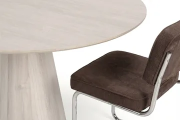 Siena spisegruppe rund 110 cm hvitlasert med 4 Milva spisestoler - Hvitlasert/Brun/krom - Møbler - Bord - Spisegruppe