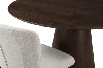 Siena Spisegruppe Rund 110 cm Røkt Eik med 4 Elsie Spisestoler - Røkt Eik/Hvit - Møbler - Bord - Spisegruppe