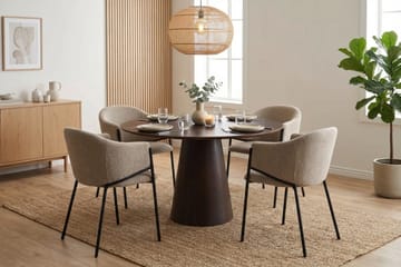 Siena spisegruppe rund 110 cm røkt eik med 4 Filip spisestoler - Røkt eik - Møbler - Bord - Spisegruppe