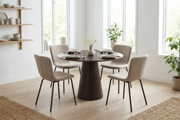 Siena spisegruppe rund 110 cm røkt eik med 4 Katy spisestoler - Røkt eik - Møbler - Bord - Spisegruppe