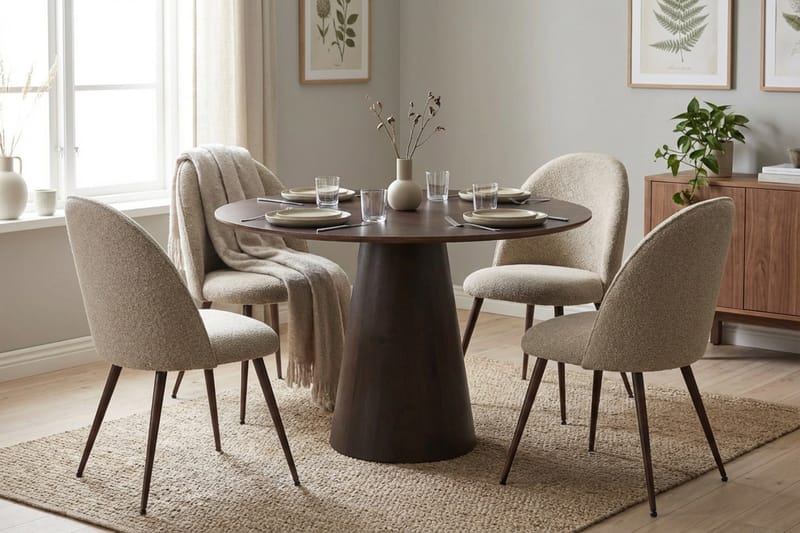 Siena spisegruppe rund 110 cm røkt eik med 4 Nibe Plus spisestoler - Røkt eik - Møbler - Bord - Spisegruppe