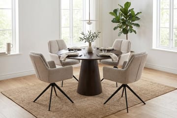 Siena spisegruppe rund 110 cm røkt eik med 4 Torsby spisestoler - Røkt eik - Møbler - Bord - Spisegruppe