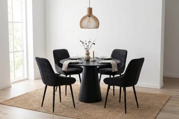 Siena spisegruppe rund 110 cm svart med 4 Alsarp spisestoler - Svart - Møbler - Bord - Spisegruppe