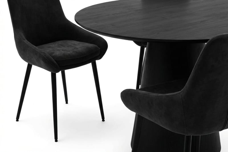 Siena spisegruppe rund 110 cm svart med 4 Alsarp spisestoler - Svart - Møbler - Bord - Spisegruppe
