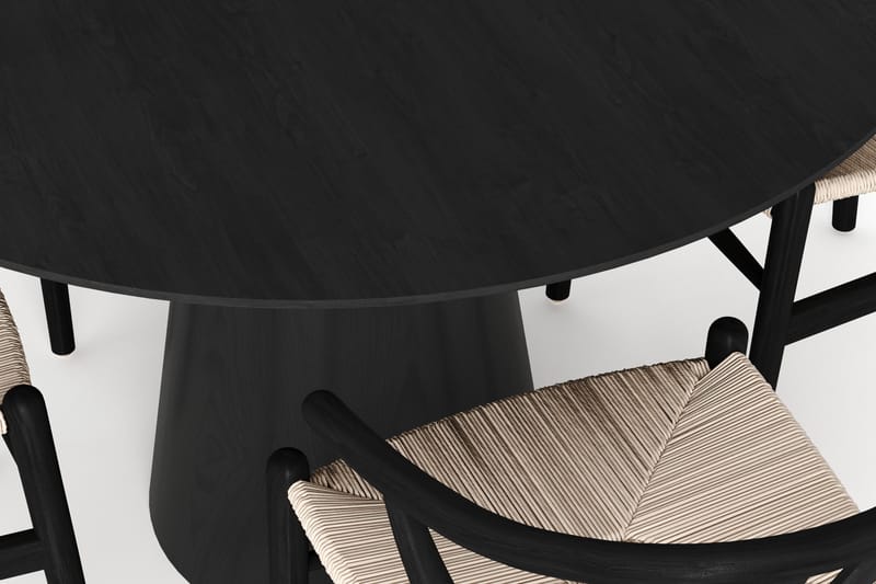 Siena Spisegruppe rund 110 cm Svart med 4 Dastoori spisestoler - Svart - Møbler - Bord - Spisegruppe
