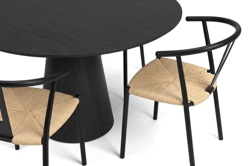 Siena spisegruppe rund 110 cm svart med 4 Elysia spisestoler - Svart - Møbler - Bord - Spisegruppe