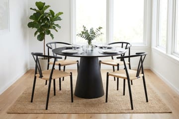 Siena spisegruppe rund 110 cm svart med 4 Elysia spisestoler - Svart - Møbler - Bord - Spisegruppe