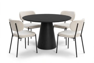 Siena spisegruppe rund 110 cm svart med 4 Gemmiano spisestoler - Svartbeiset eik - Møbler - Bord - Spisegruppe
