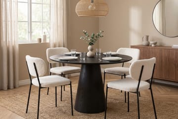 Siena spisegruppe rund 110 cm svart med 4 Gemmiano spisestoler - Svartbeiset eik - Møbler - Bord - Spisegruppe