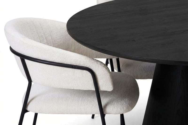Siena spisegruppe rund 110 cm svart med 4 Karol spisestoler - Svart - Møbler - Bord - Spisegruppe