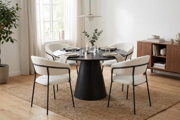 Siena spisegruppe rund 110 cm svart med 4 Karol spisestoler - Svart - Møbler - Bord - Spisegruppe