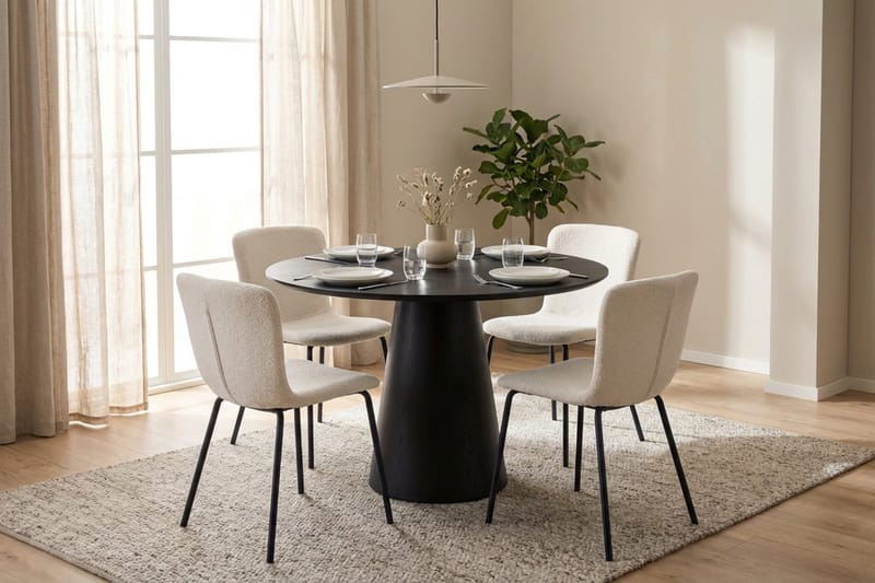 Siena spisegruppe rund 110 cm svart med 4 Katy spisestoler - Svart - Møbler - Bord - Spisegruppe