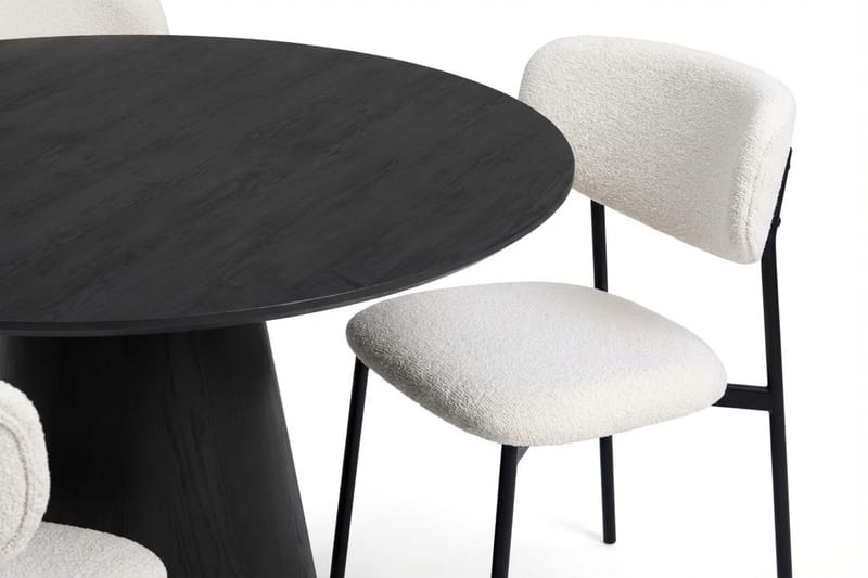 Siena spisegruppe rund 110 cm svart med 4 Lucy spisestoler - Svart - Møbler - Bord - Spisegruppe